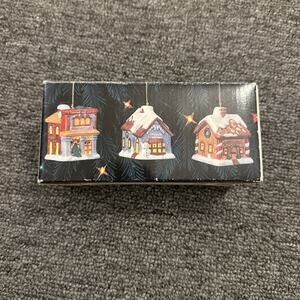 Village Bell Lites Christmas ceramic ornament set of 3 Candy General Toy Land